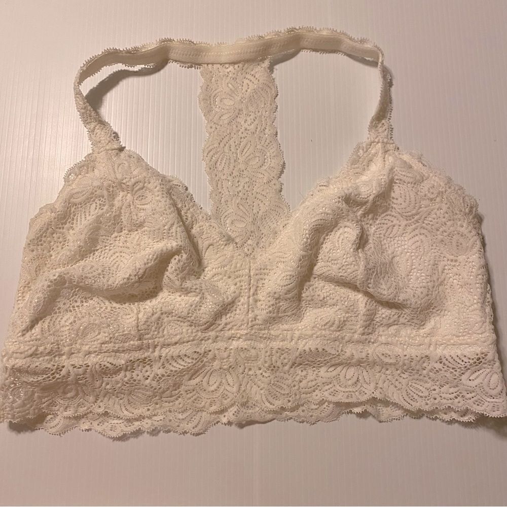Target Auden white ivory lace sexy t back lightly lined bralette-XL